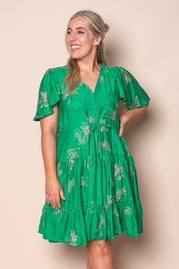 Rococo Floral Embroidery Dress in Green
