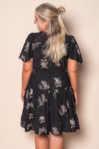Rococo Floral Embroidery Dress in Black