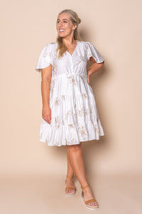 Rococo Floral Embroidery Dress in White