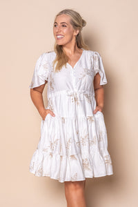 Rococo Floral Embroidery Dress in White