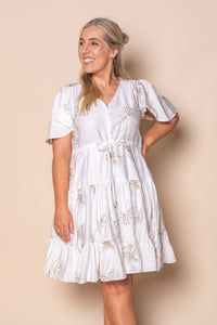Rococo Floral Embroidery Dress in White