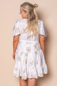 Rococo Floral Embroidery Dress in White