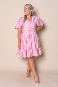 Rococo Floral Embroidery Dress in Pink