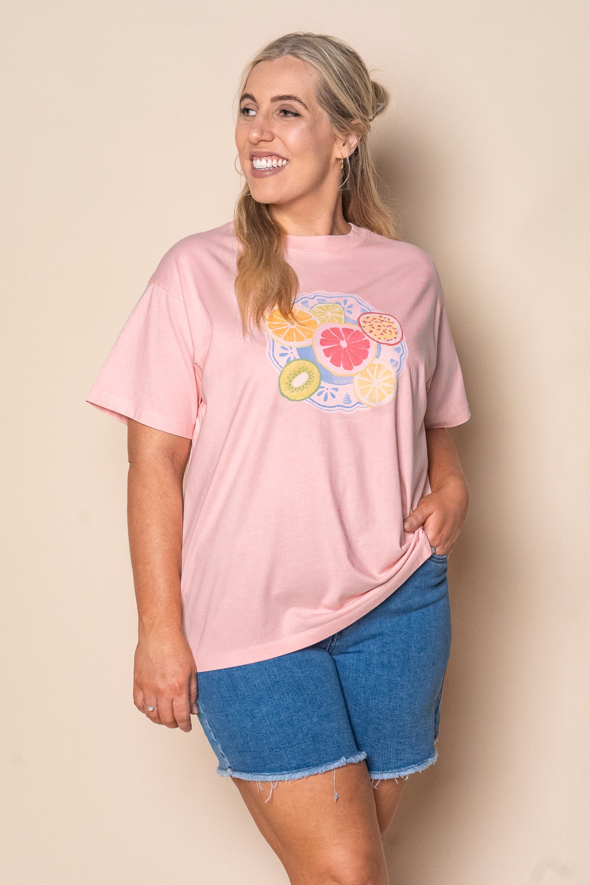 Fruit Salad Relaxed Tee in Pink - All About Eve