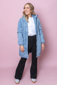 Rosalee Longline Jacket in Light Blue - Foxwood