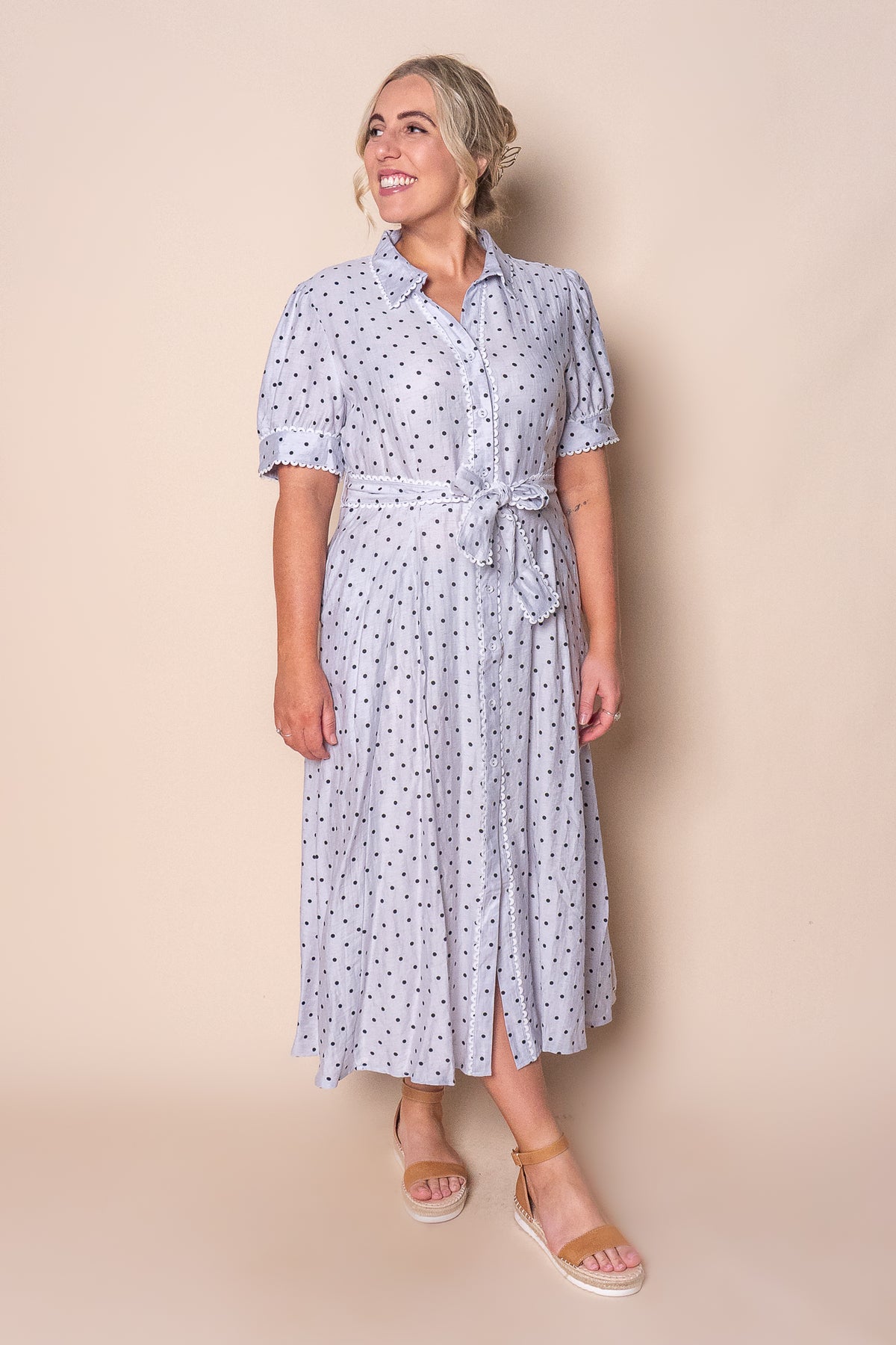 Kayleen Midi Dress in Light Grey