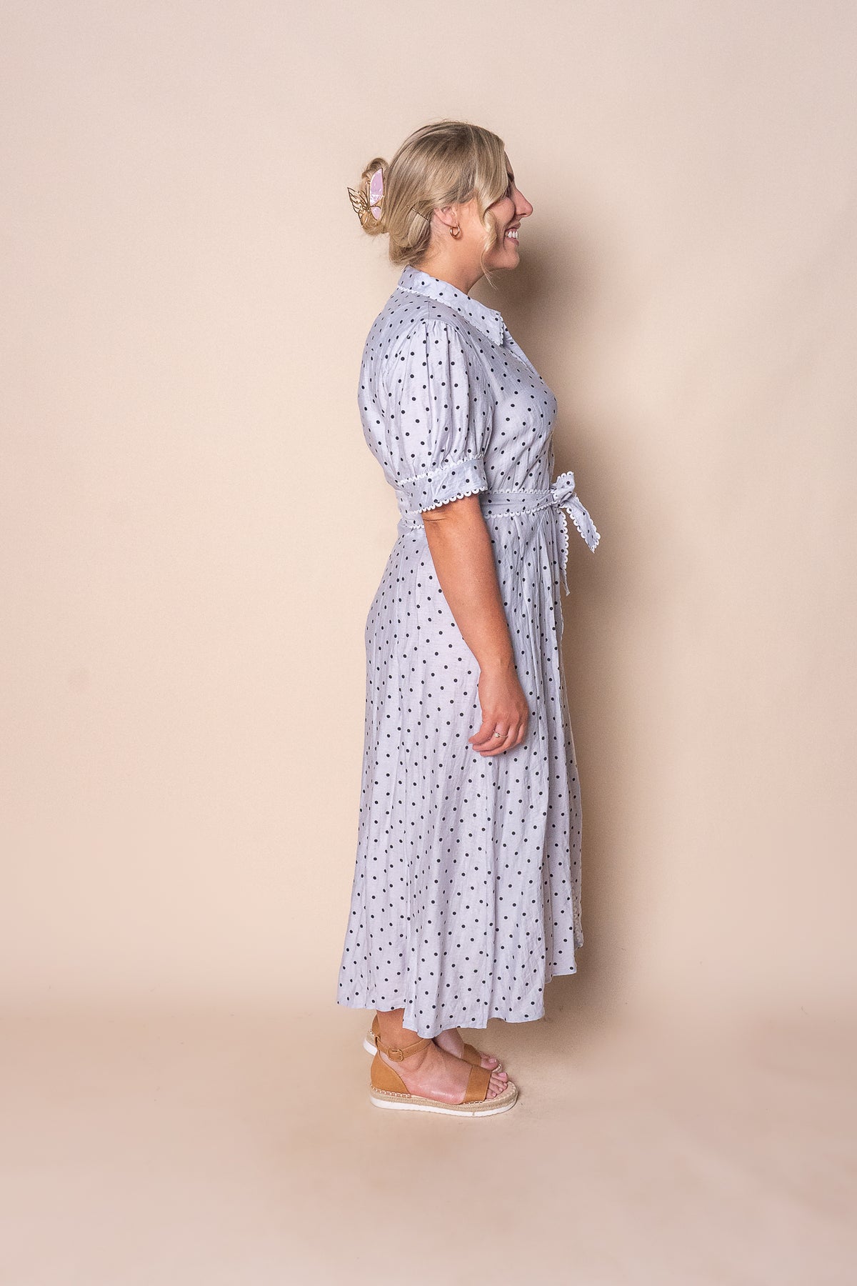 Kayleen Midi Dress in Light Grey