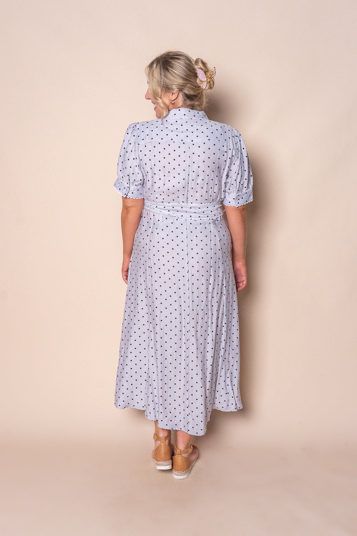 Kayleen Midi Dress in Light Grey