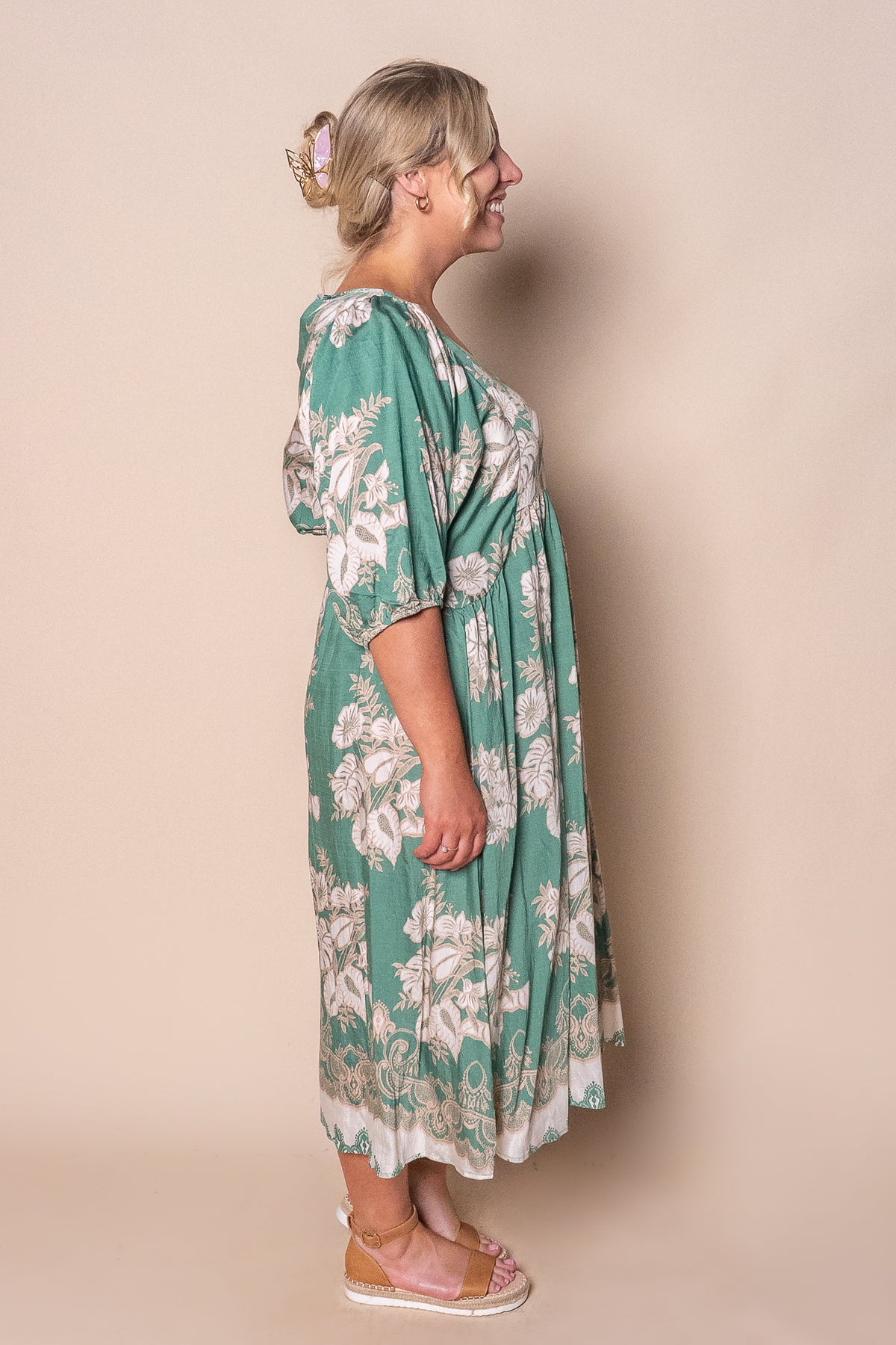 Faye Midi Dress in Emerald