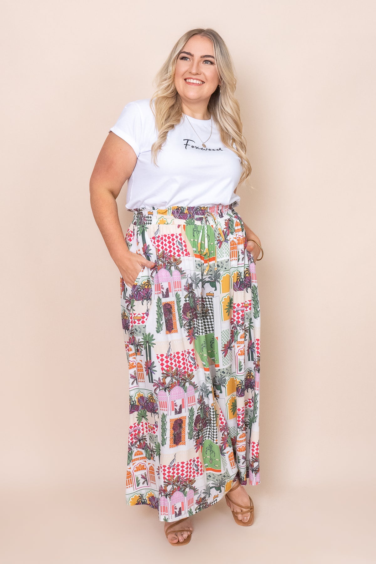 Priscilla Pants in White Multi