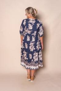 Faye Midi Dress in Navy