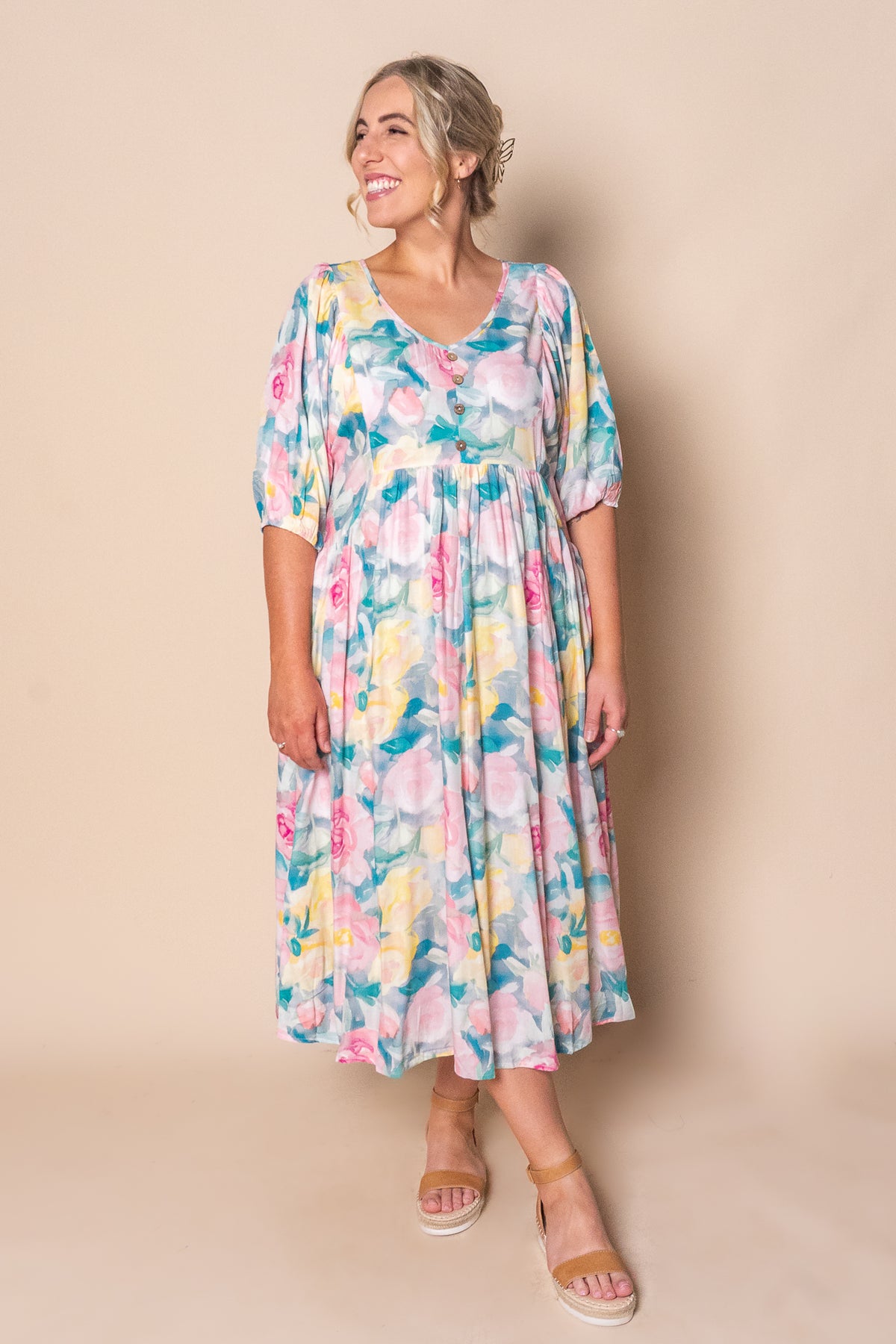 Josia Midi Dress in Blue Multi