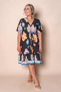 Gertie Art Print Dress in Black