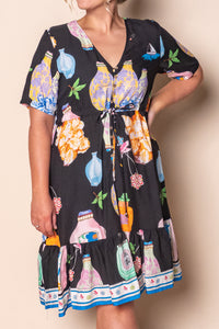 Gertie Art Print Dress in Black