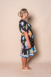 Gertie Art Print Dress in Black
