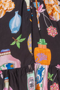 Gertie Art Print Dress in Black