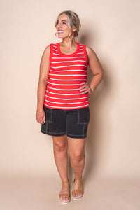 Iris Stripe Tank in Tangelo & White Stripe - Foxwood