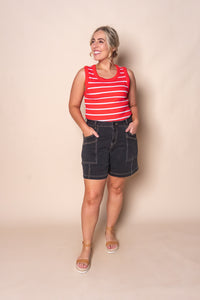 Iris Stripe Tank in Tangelo & White Stripe - Foxwood