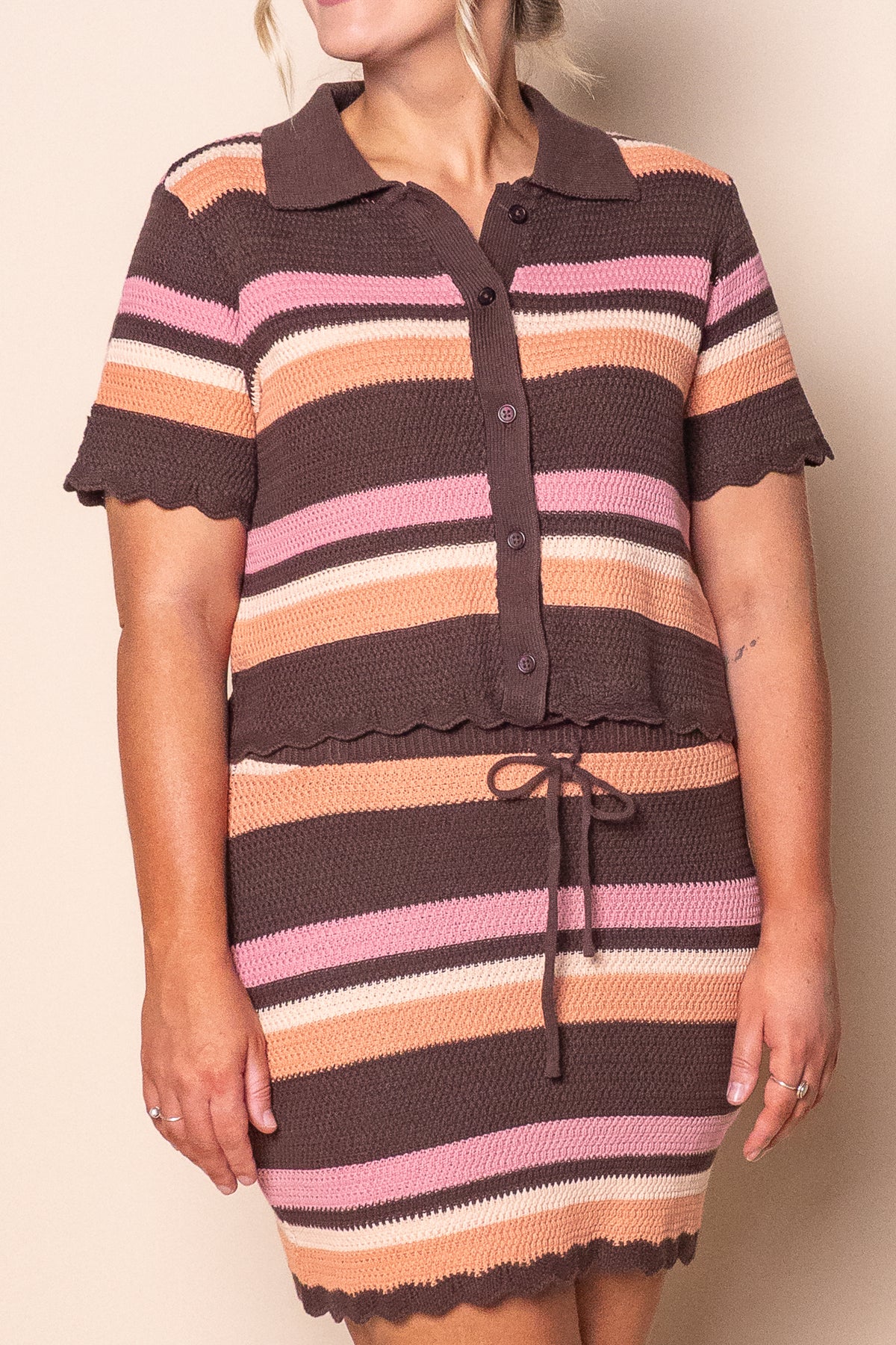 Copacabana Knit Top in Chocolate Stripe - All About Eve