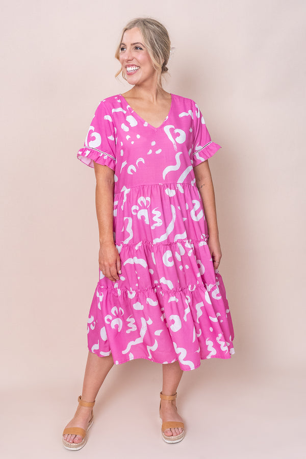 Zenaya Dress in Hot Pink