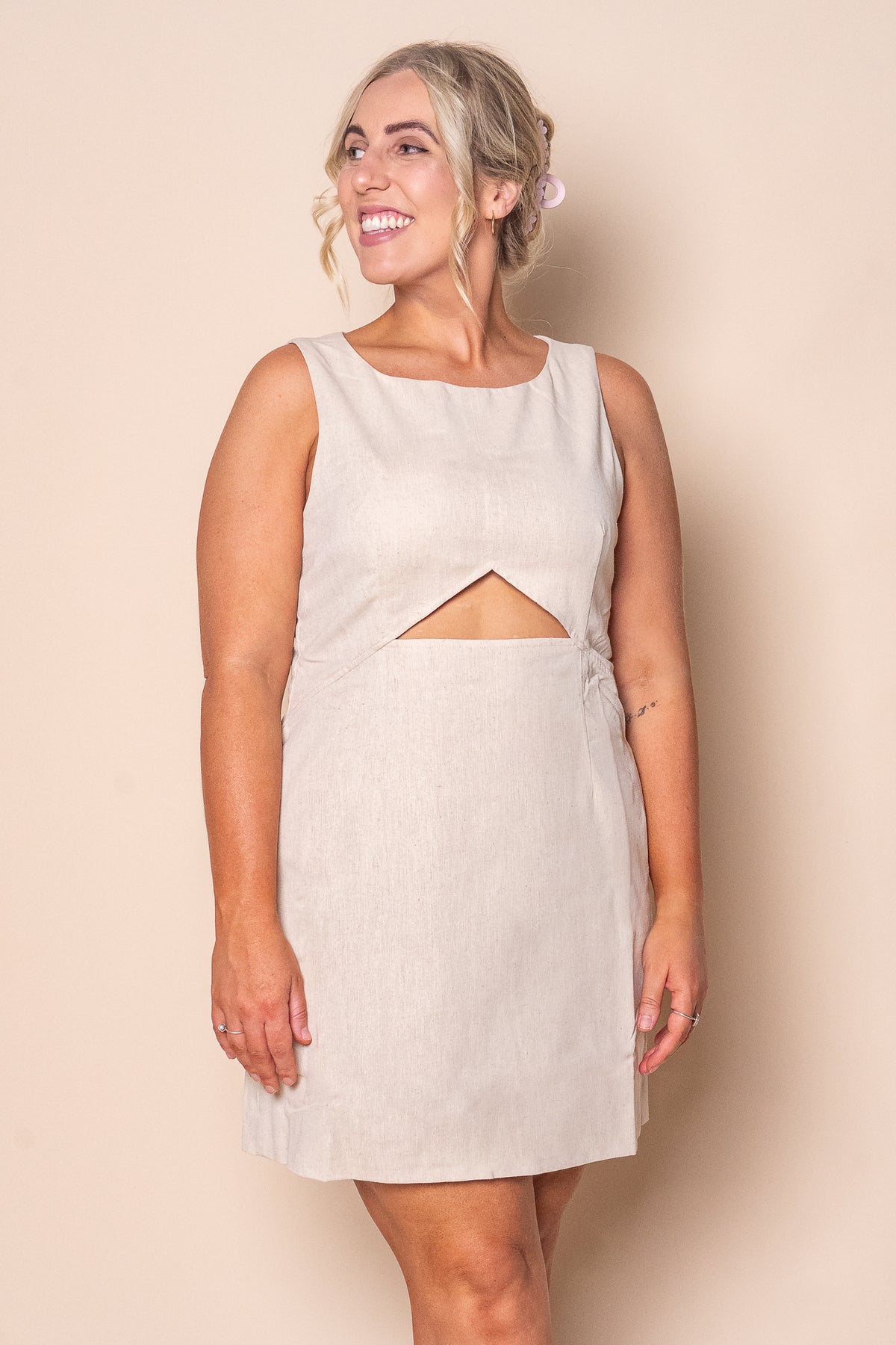 Mavis Mini Dress in Natural - All About Eve