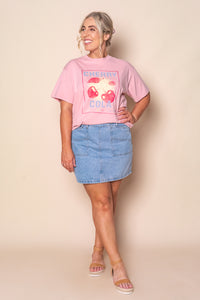 Wild Cherry Relaxed Tee in Pale Pink - All About Eve