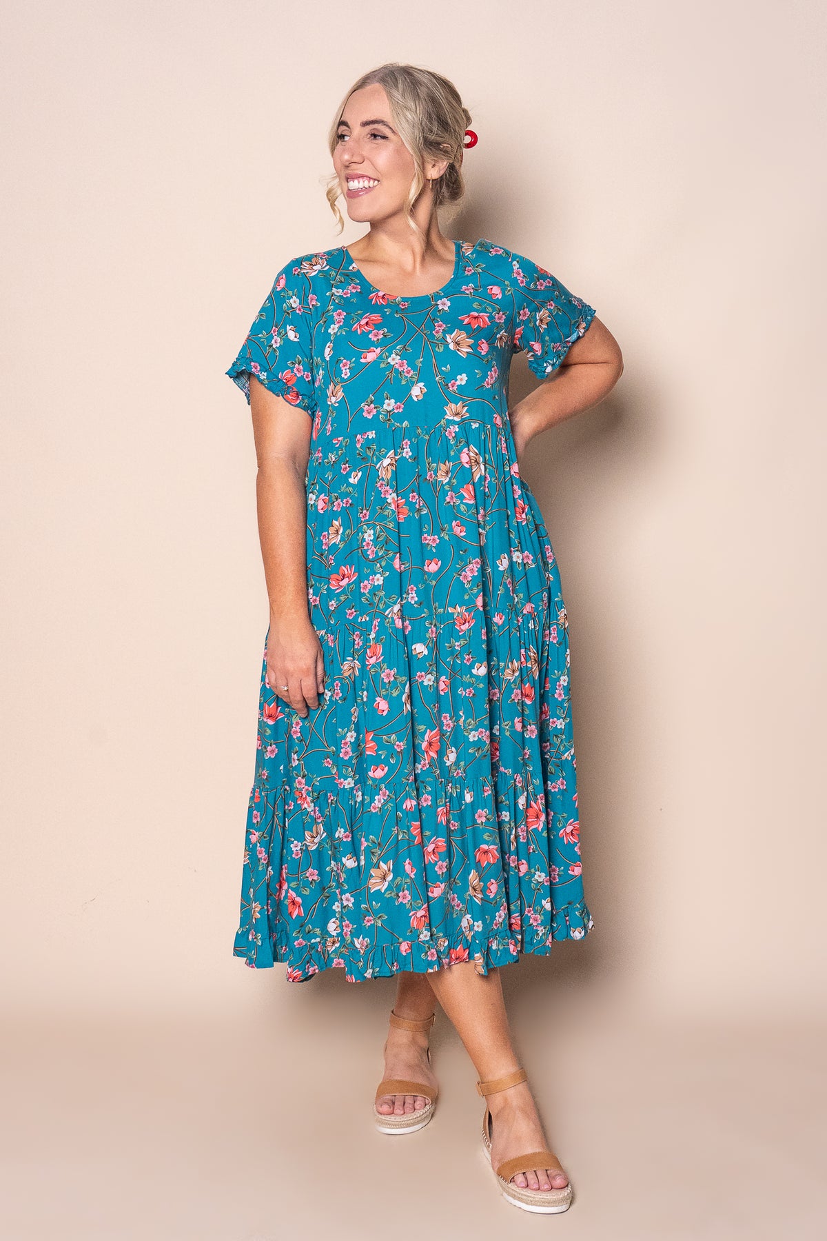 Mandy Midi Dress in Teal