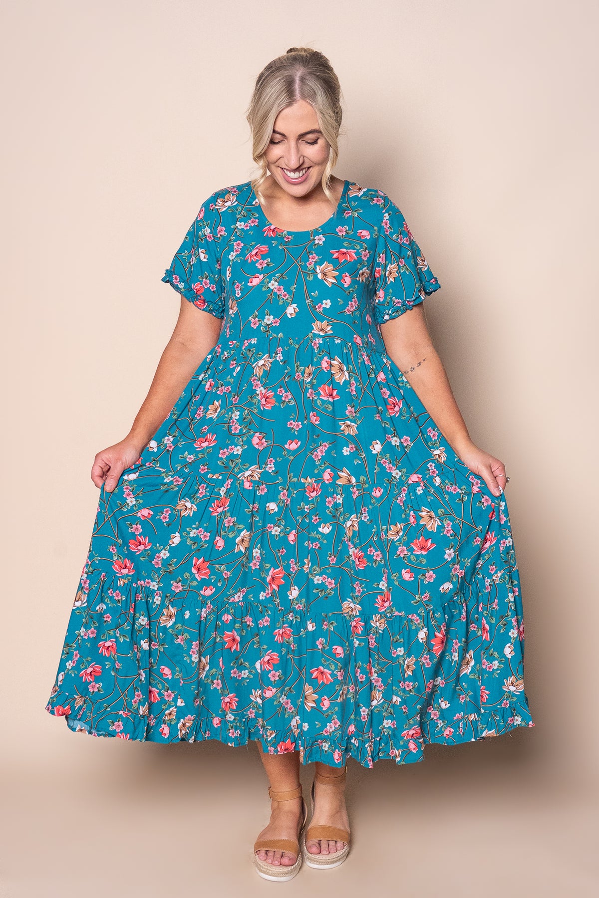 Mandy Midi Dress in Teal