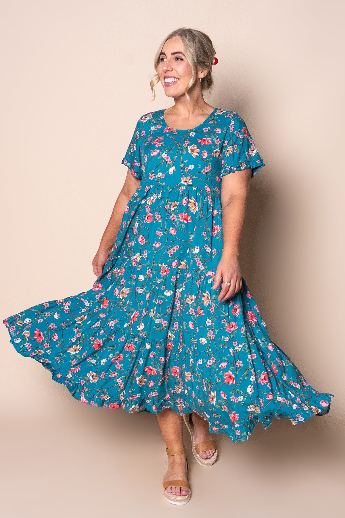 Mandy Midi Dress in Teal