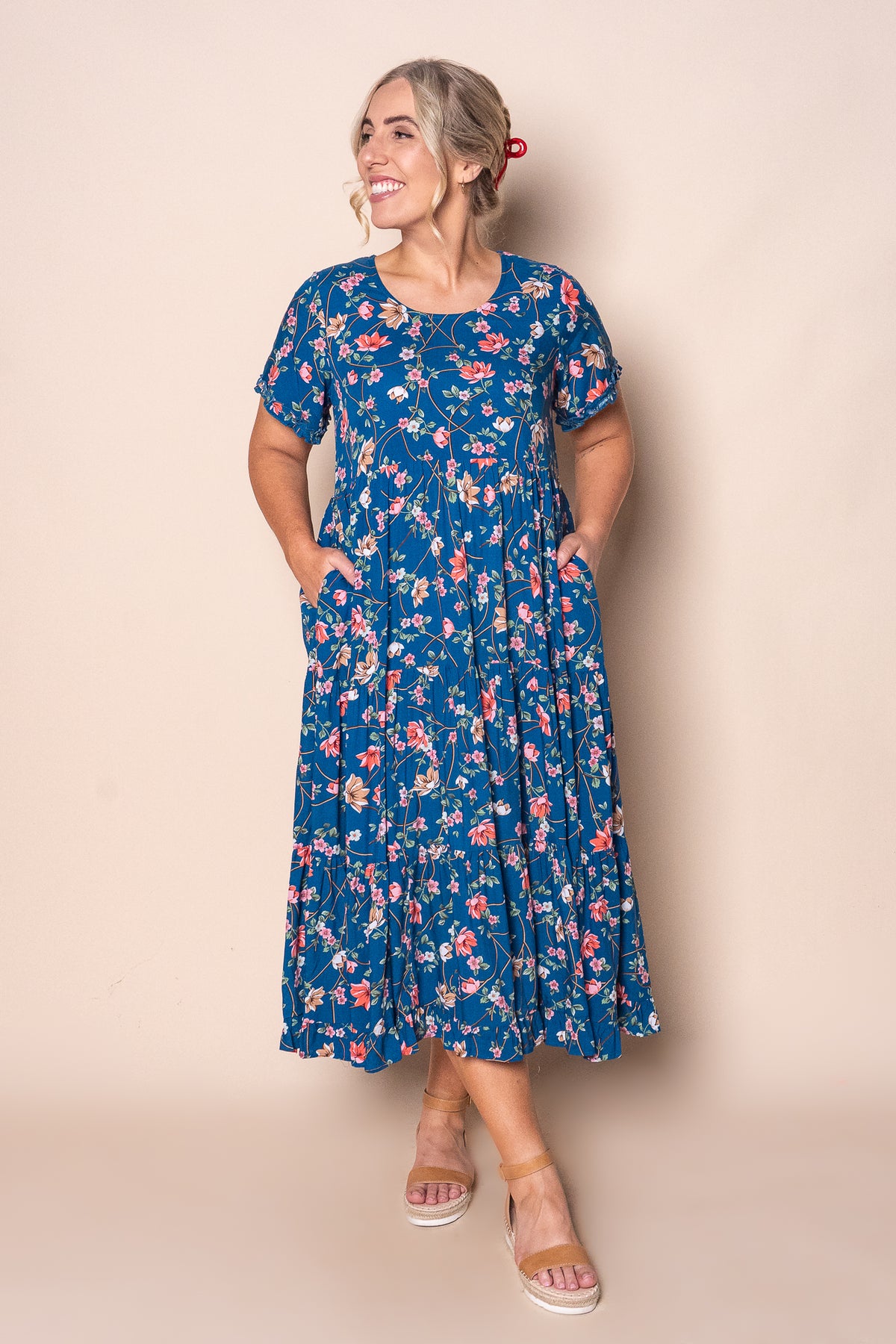 Mandy Midi Dress in Ocean Blue