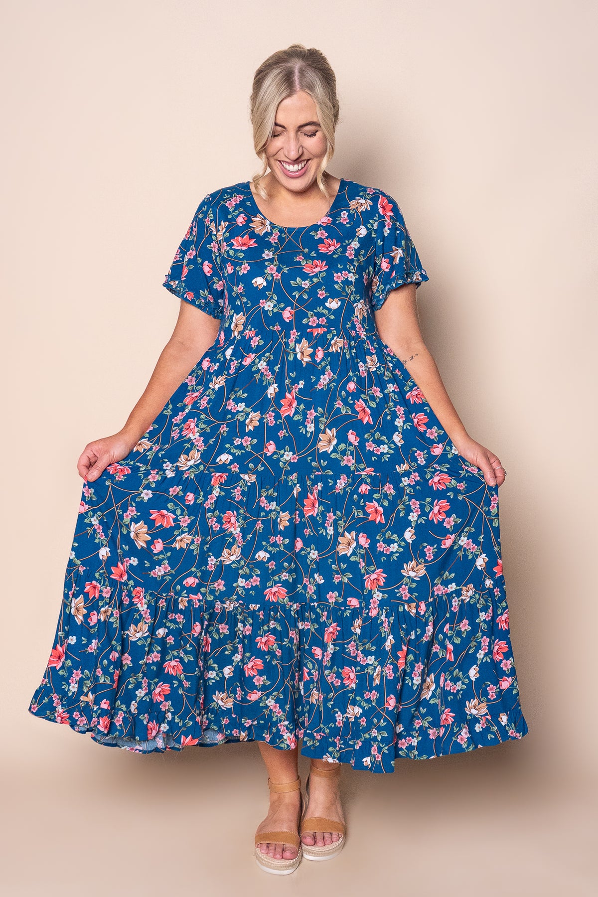 Mandy Midi Dress in Ocean Blue