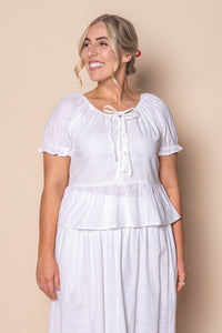 Tiana Top in White - Foxwood