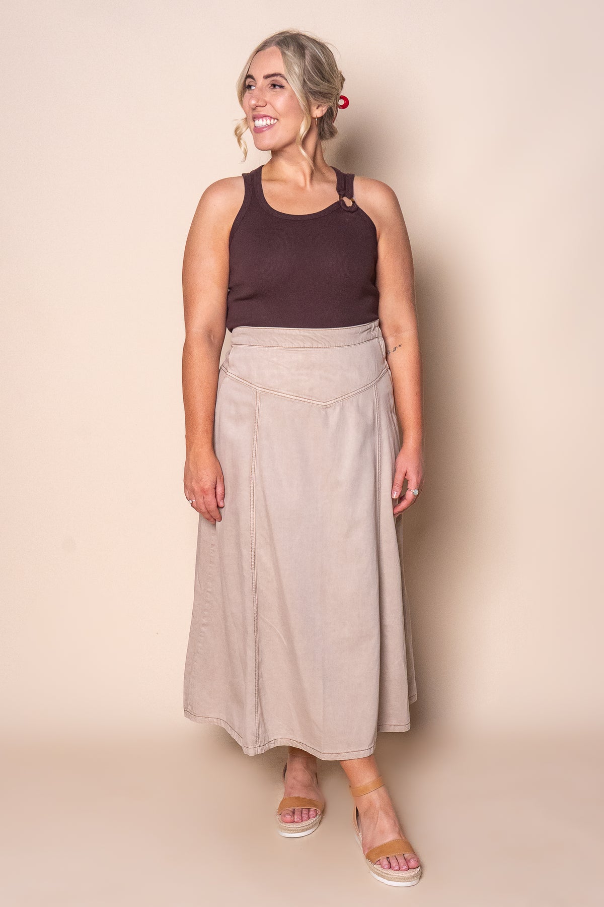Cove Maxi Skirt in Beige - Silent Theory
