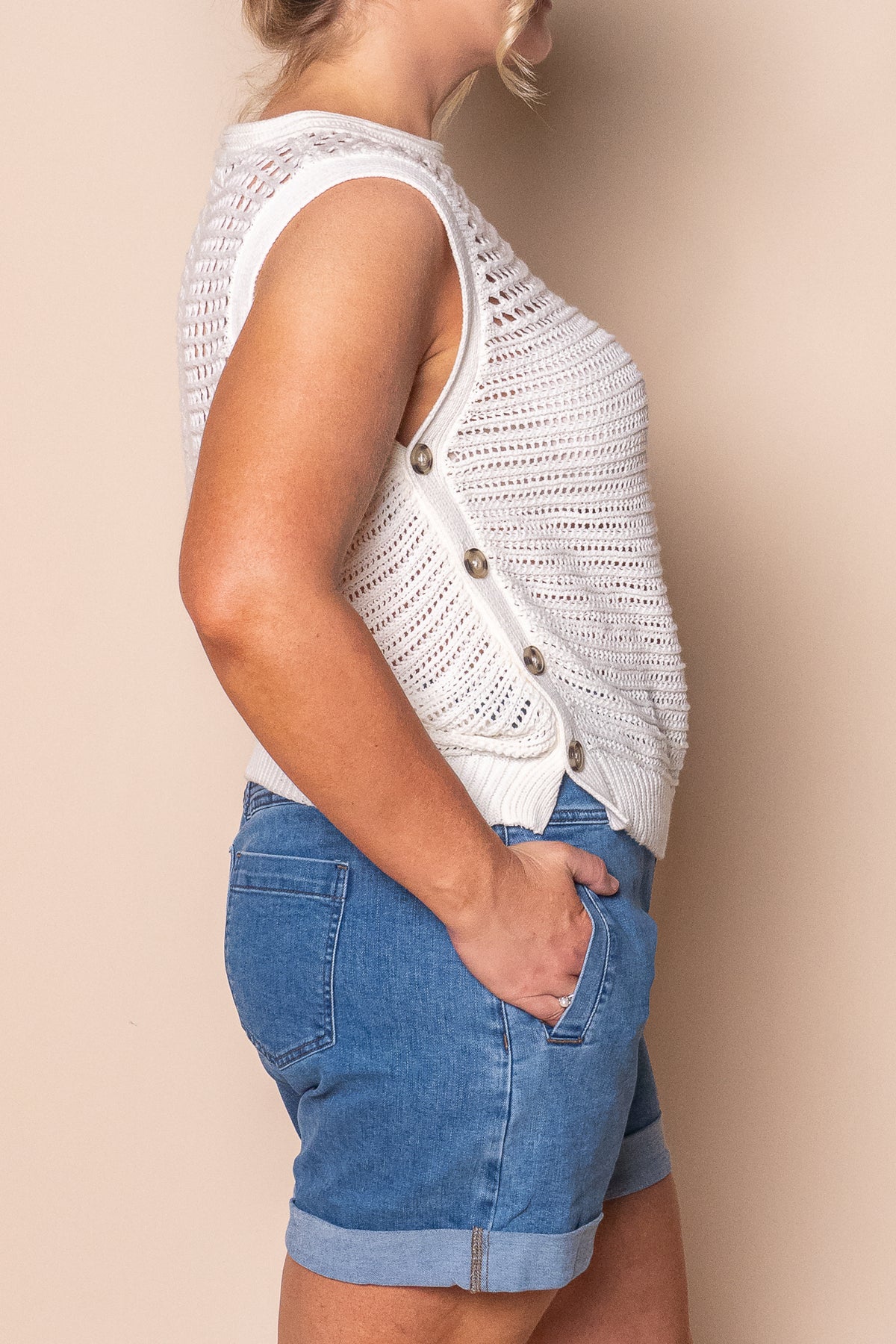 Chilli Knit Top in Vintage White - Foxwood