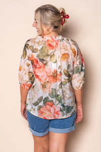 Nora Floral Top in Coral