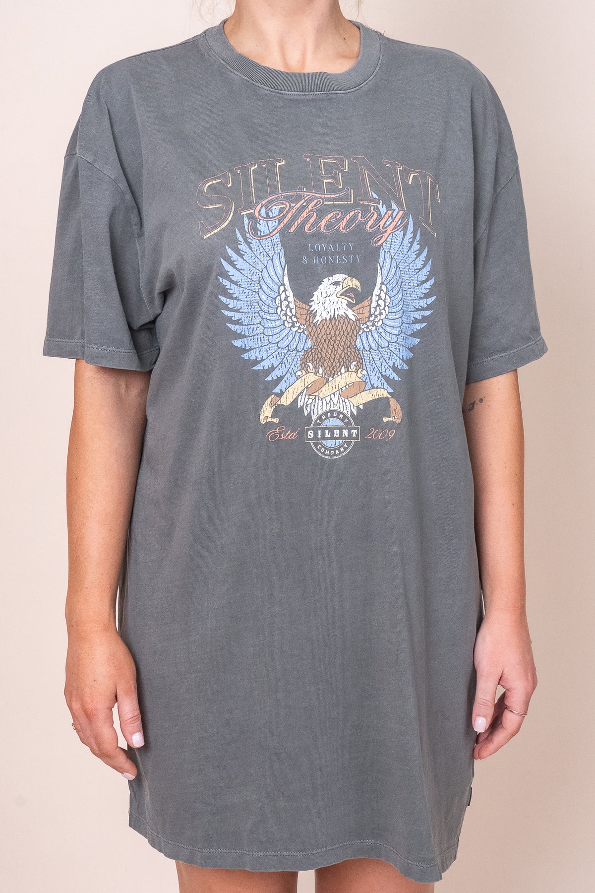 Open Wings Tee Dress in Coal - Silent Theory