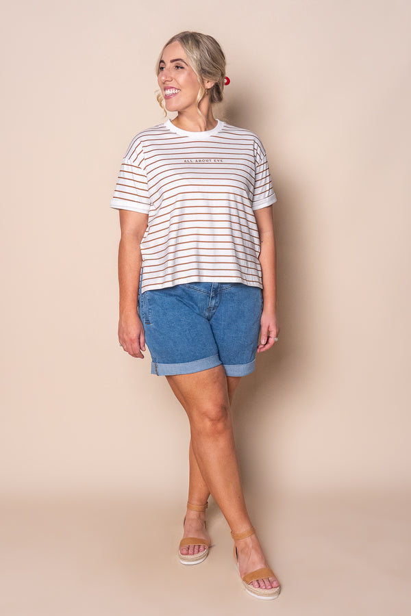 AAE Washed Stripe Tee in Cinnamon - All About Eve