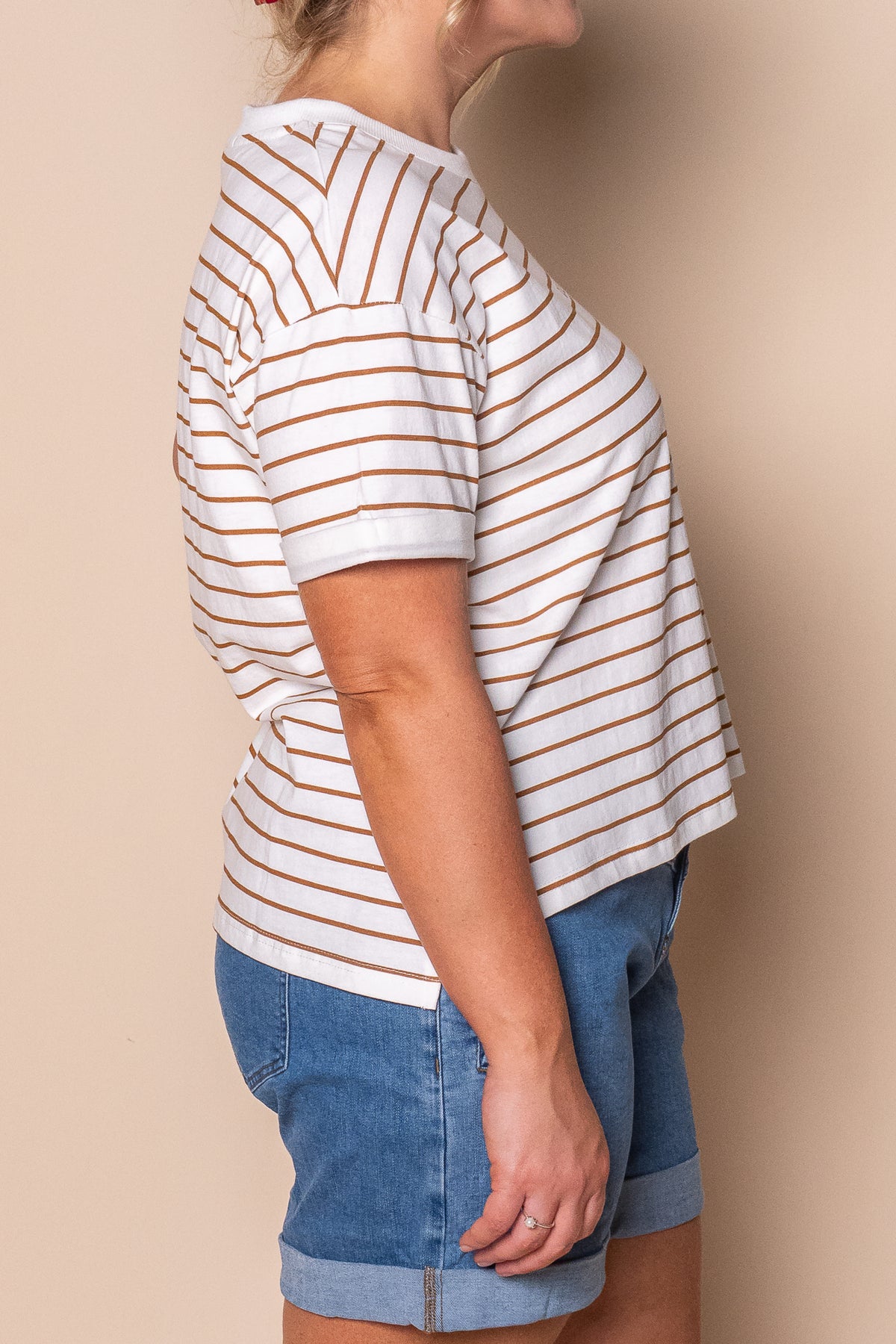 AAE Washed Stripe Tee in Cinnamon - All About Eve