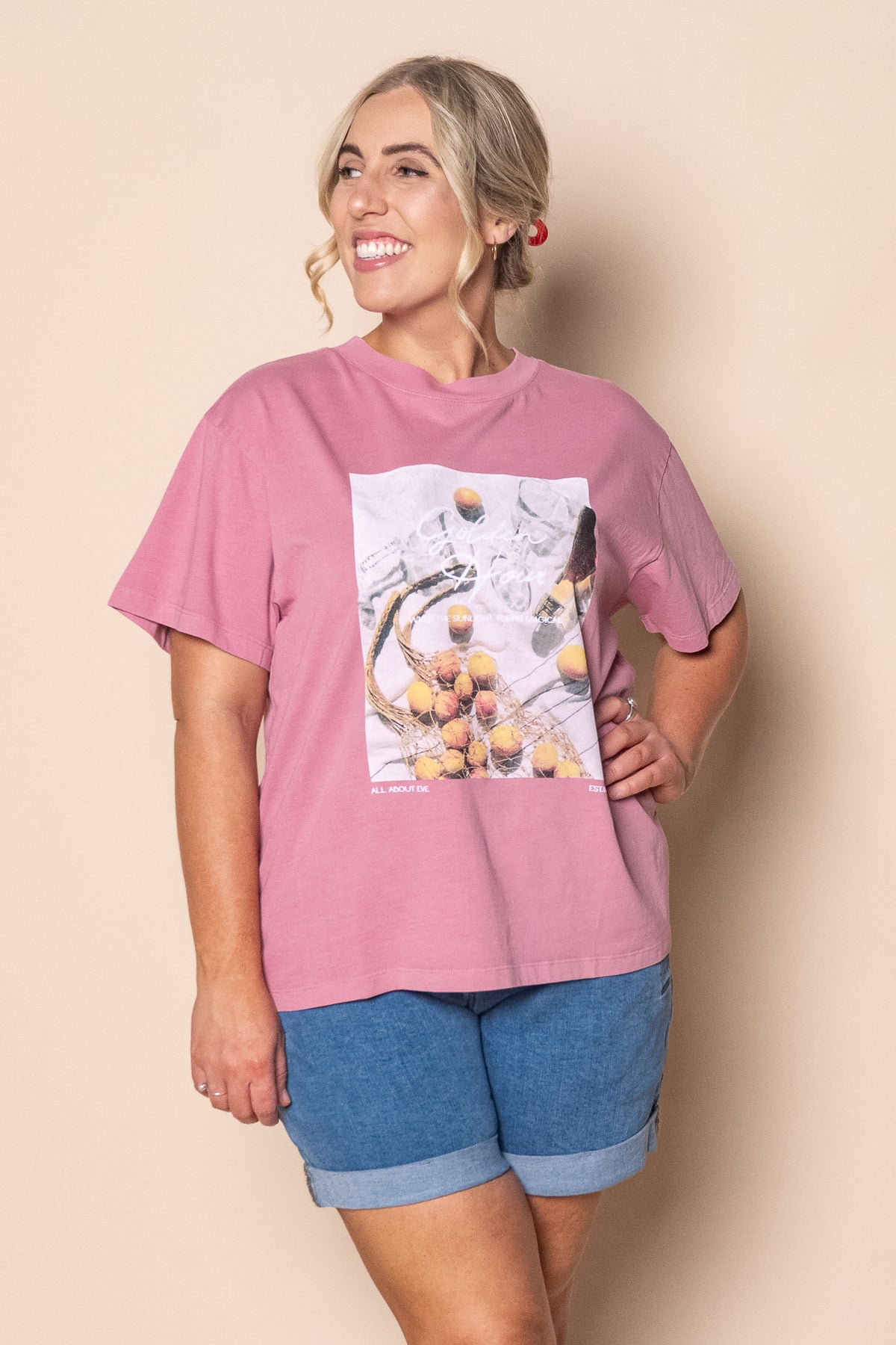 Golden Hour Box Tee in Quartz Pink - All About Eve