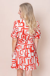 Geordie Dress in Rusty Red