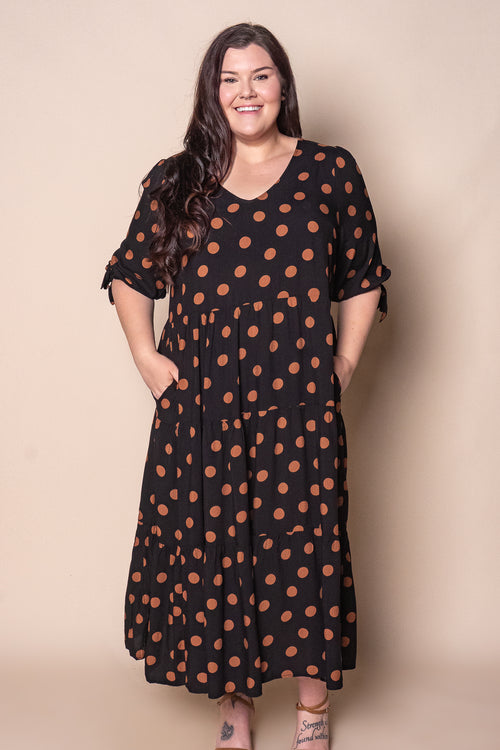 Gayle Polka Dot Midi Dress in Black