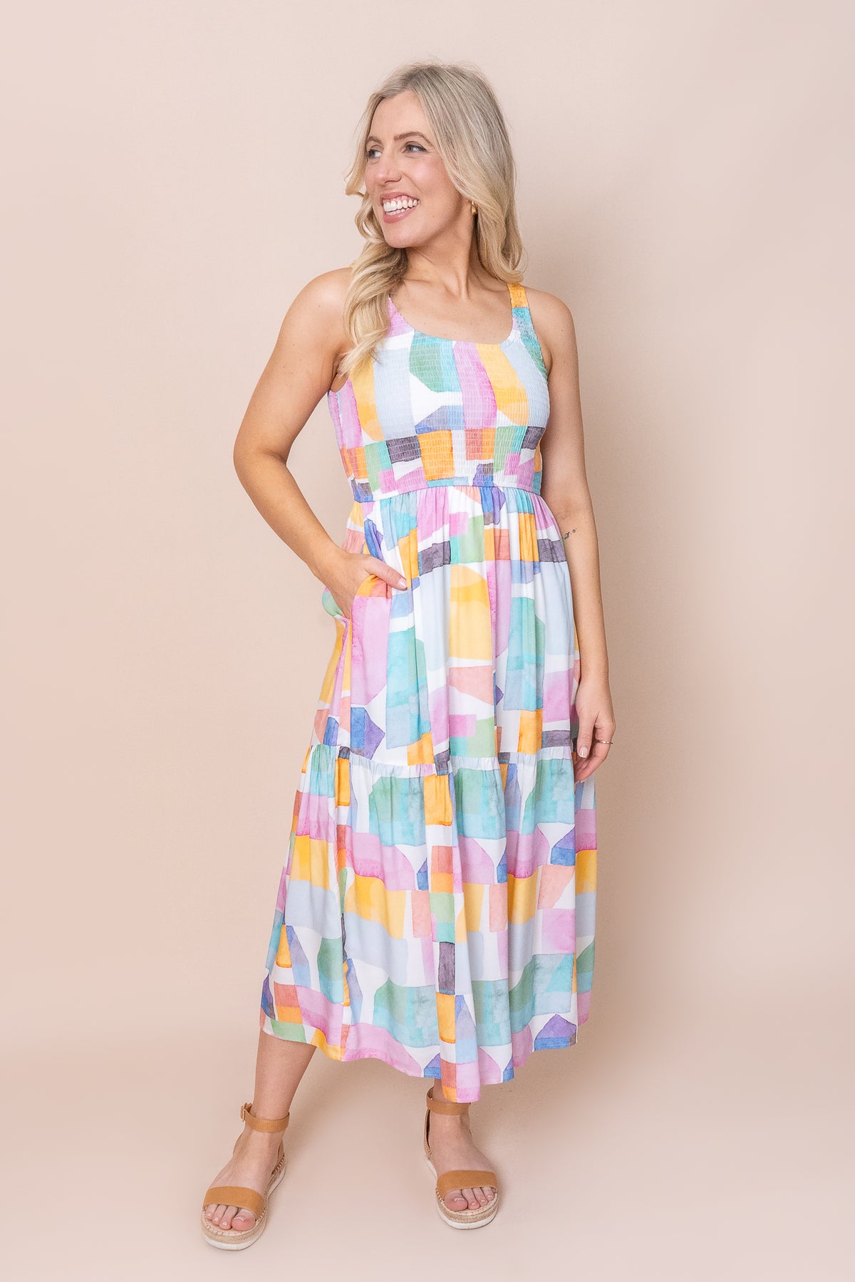 Edwina Dress in Pink Multi