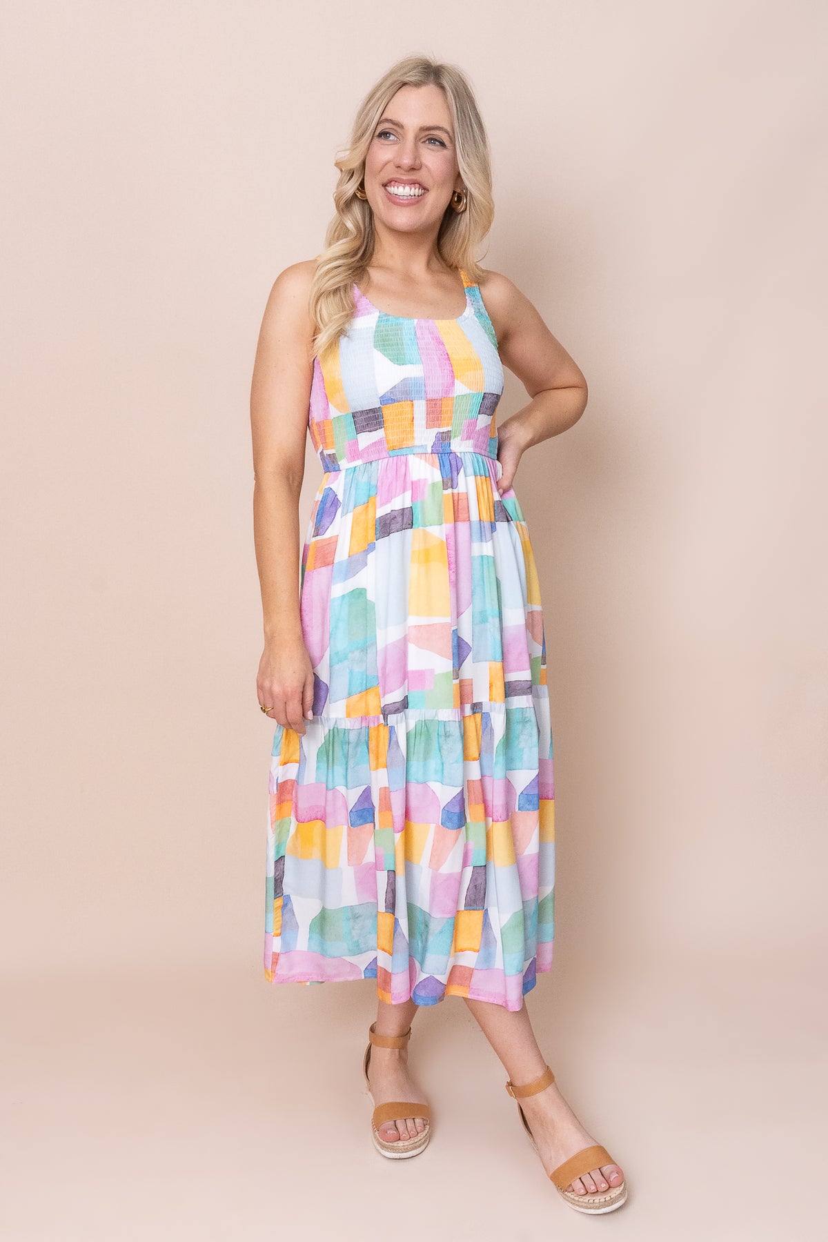 Edwina Dress in Pink Multi