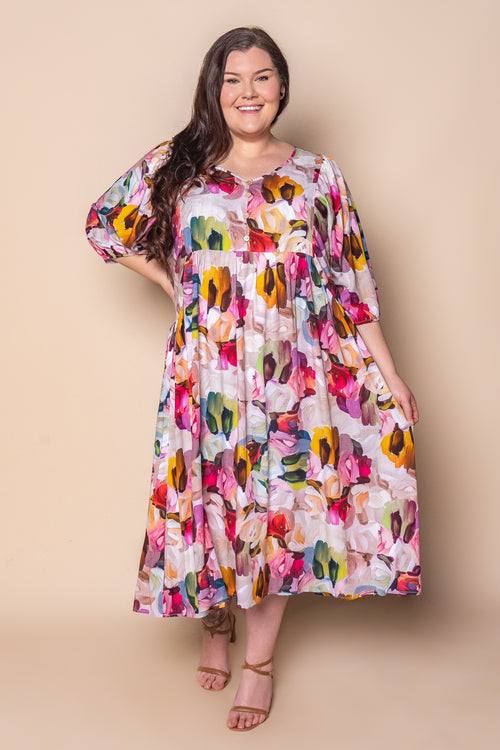 Simona Midi Dress in Pink Multi