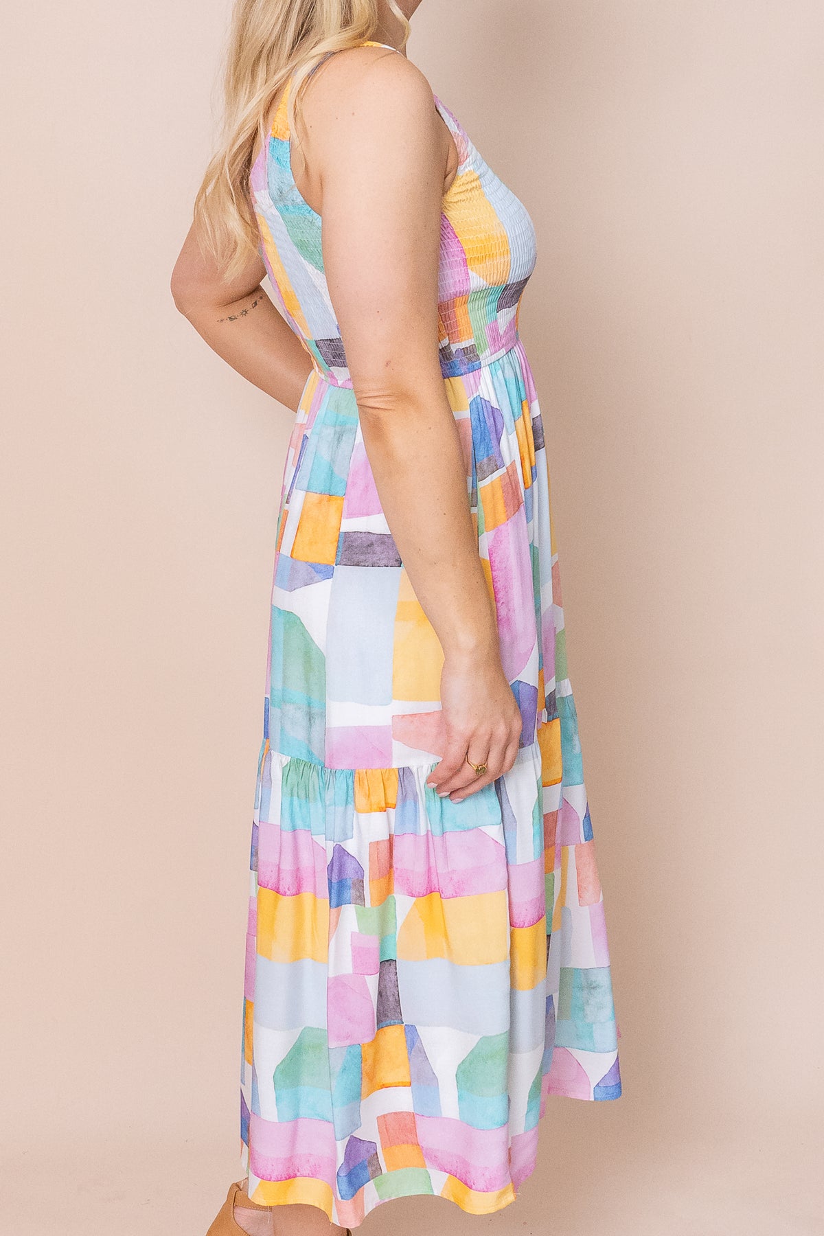 Edwina Dress in Pink Multi