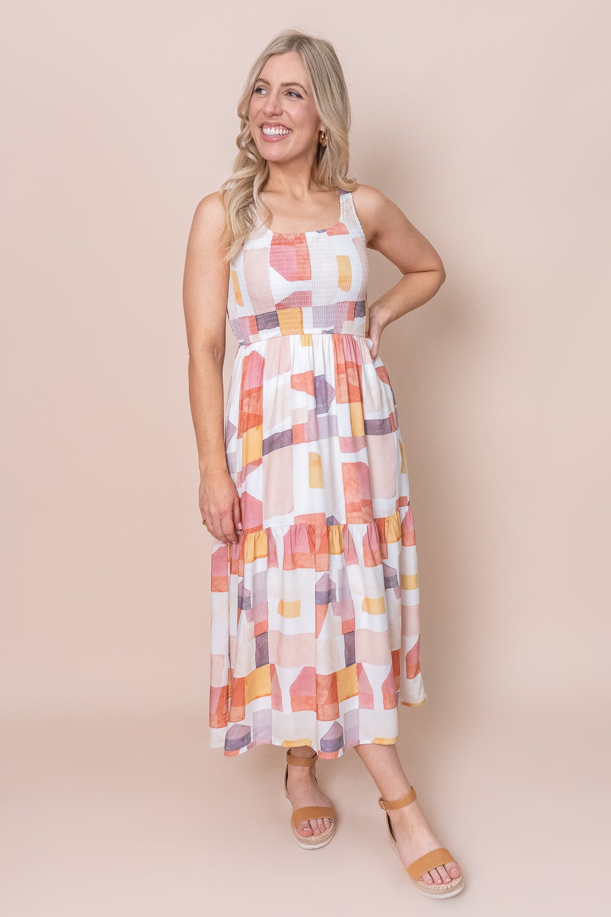 Edwina Dress in Rust Multi