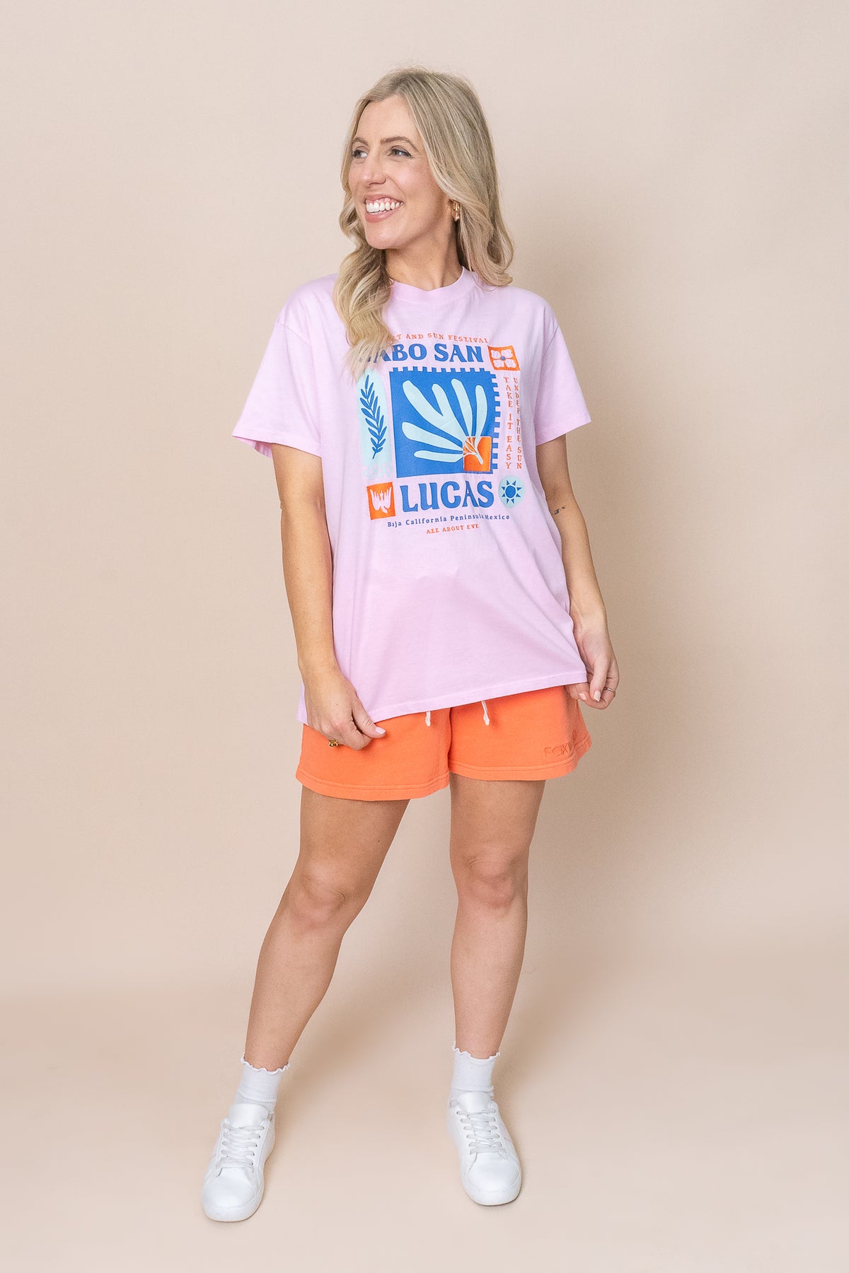 Baja Standard Embroidered Tee in Light Pink - All About Eve