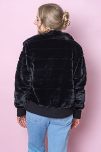 Adelaide Faux Fur Bomber Jacket in Black