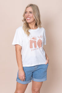 Etched Geo Tee in Vintage White - Foxwood