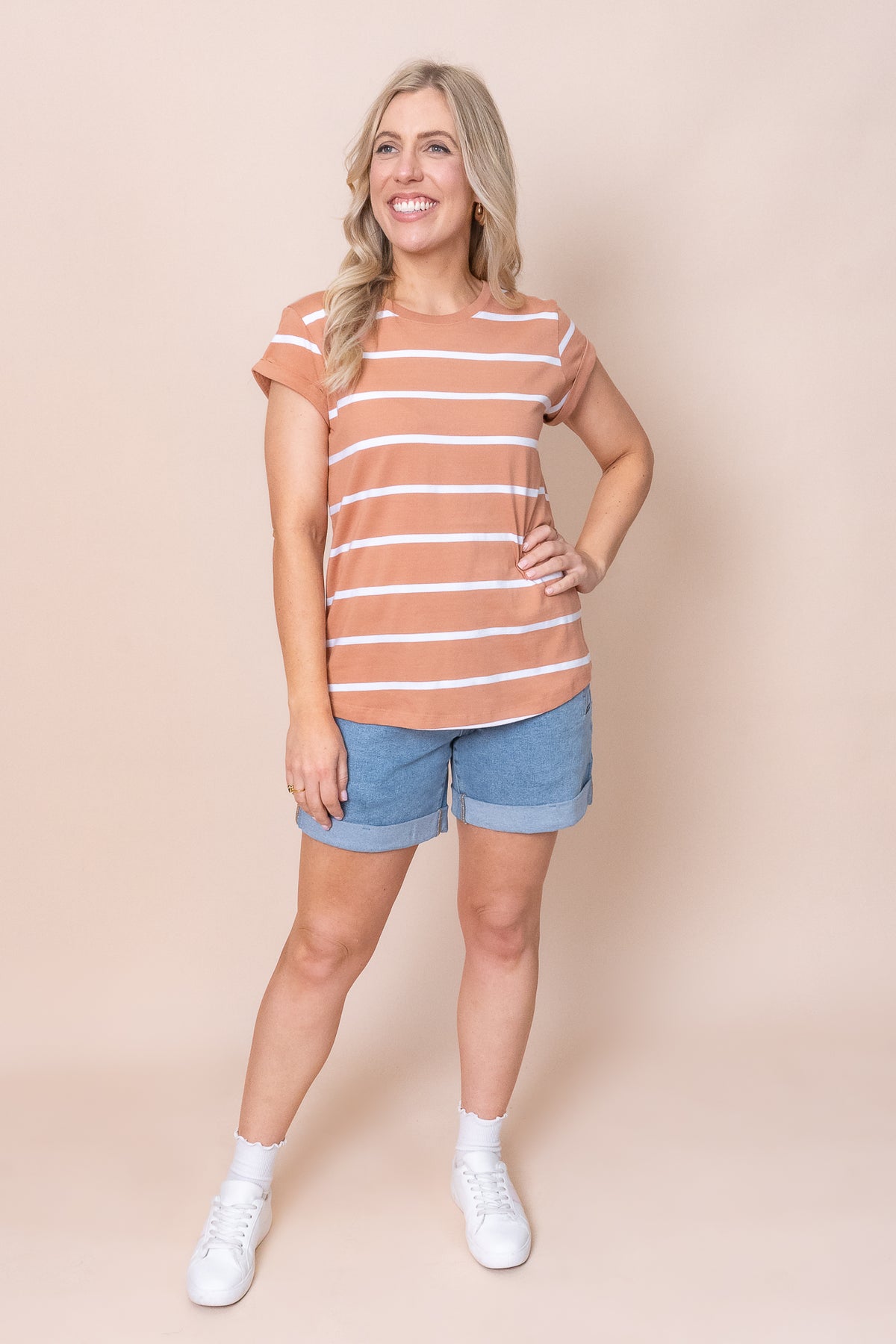 Manly Stripe Tee in Clay - Foxwood